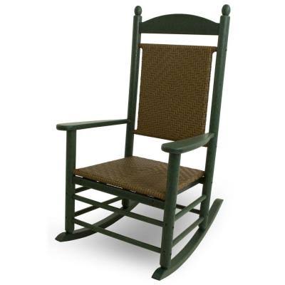 Green/Brown Recycled Plastic Rocking Chair with Woven Seat S422