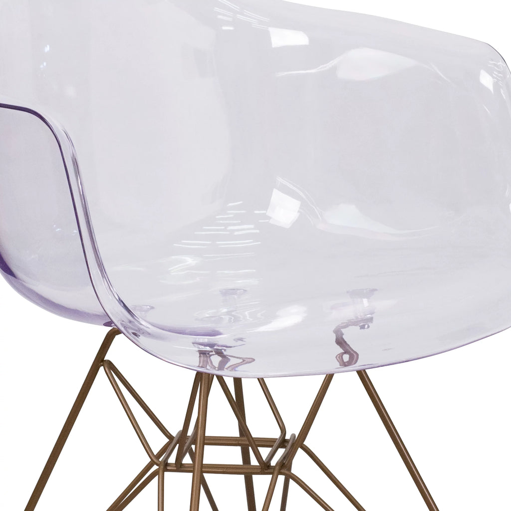 Transparent Side Chair with Gold Base U3090