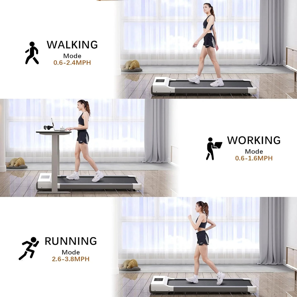 300lb 2.5HP Under Desk Treadmill with LED Display K330