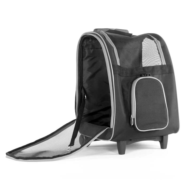 Black Pet Carrier with Wheels F8274