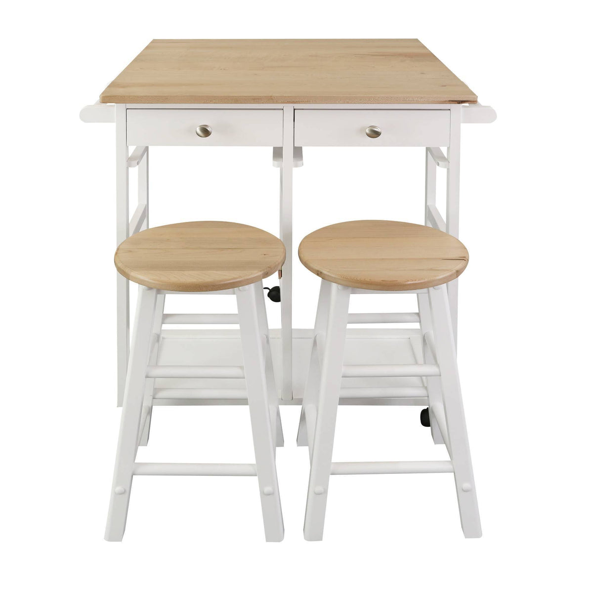 American Maple Drop Leaf Table Top Breakfast Cart Natural White Q65175