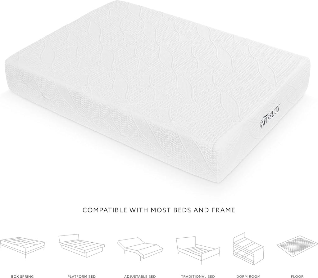 White Full Size 10 Inch Medium Plush Memory Foam Mattress M6837