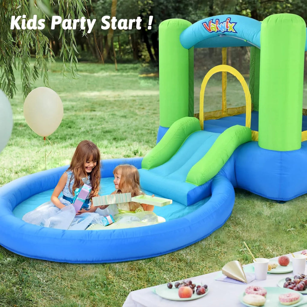 Inflatable Bounce House with Blower, Waterslide & Pool A503