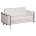 White LeatherSoft Loveseat with Encasing Frame K72142