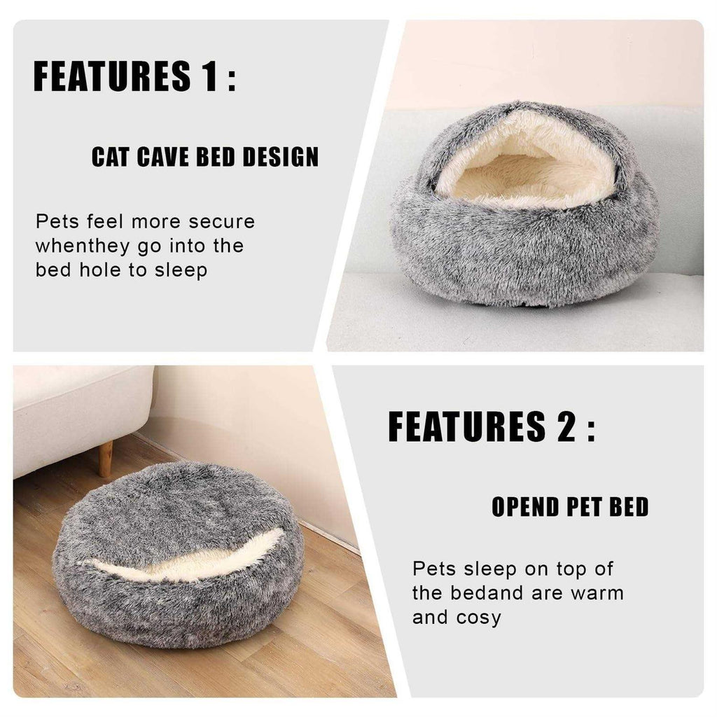 Hooded Round Dog Bed & Cat Cave G423