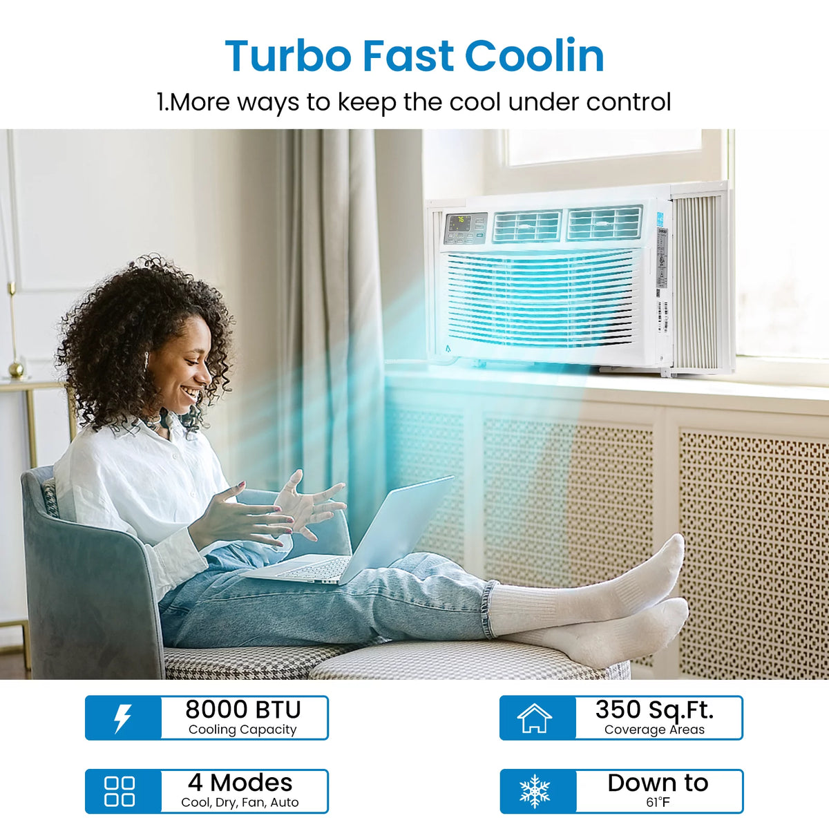 8000 BTU Smart Window Air Conditioner Y8827