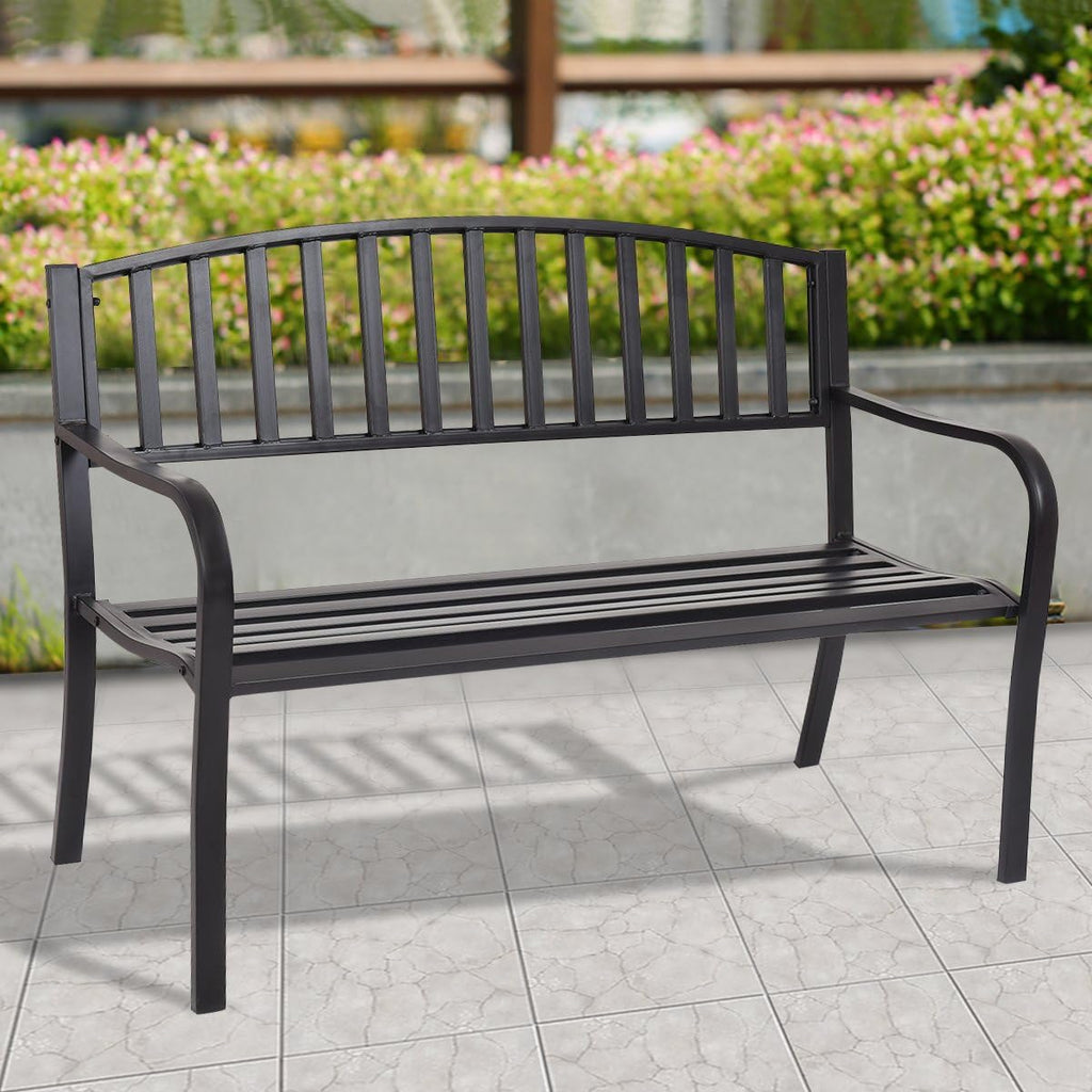 Black Cast Iron Patio Bench W175
