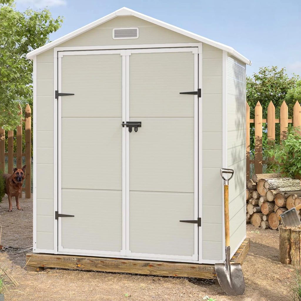 6x4.5 FT Resin Outdoor Storage Shed with Lockable Door F78296