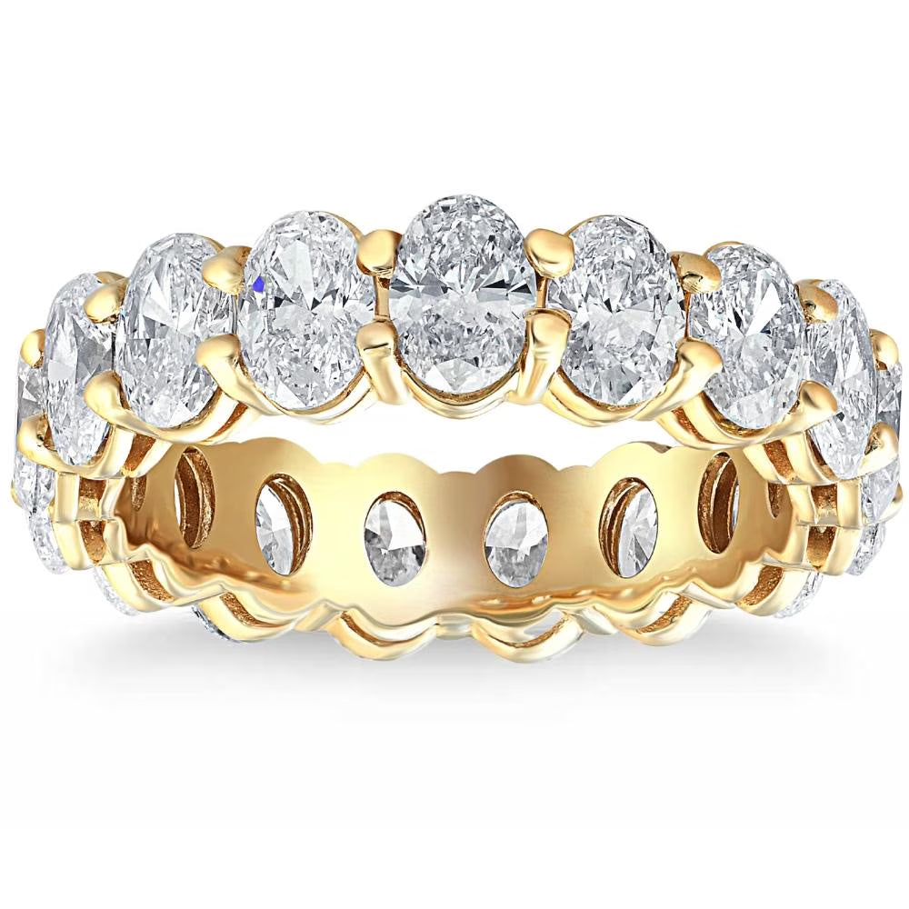 14k Yellow Gold Oval Cut Moissanite Eternity Ring K125