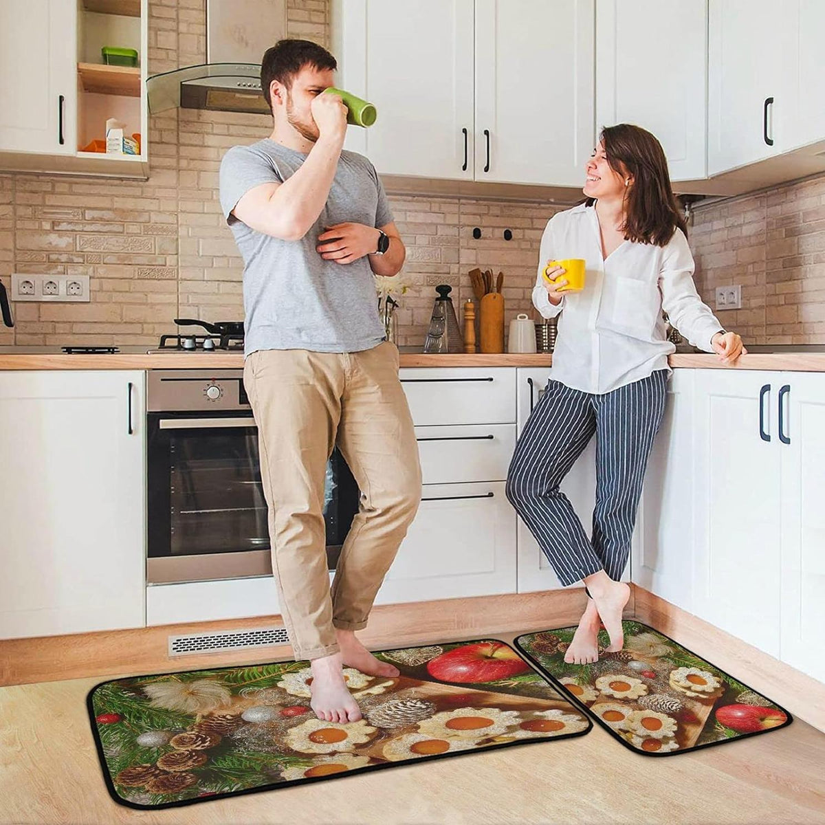 Gingersnap Kitchen Mats Set of 2 Non Slip Anti Fatigue Floor Runner Rug E440