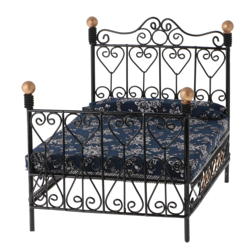 Black Metal Dollhouse Double Bed Furniture H682