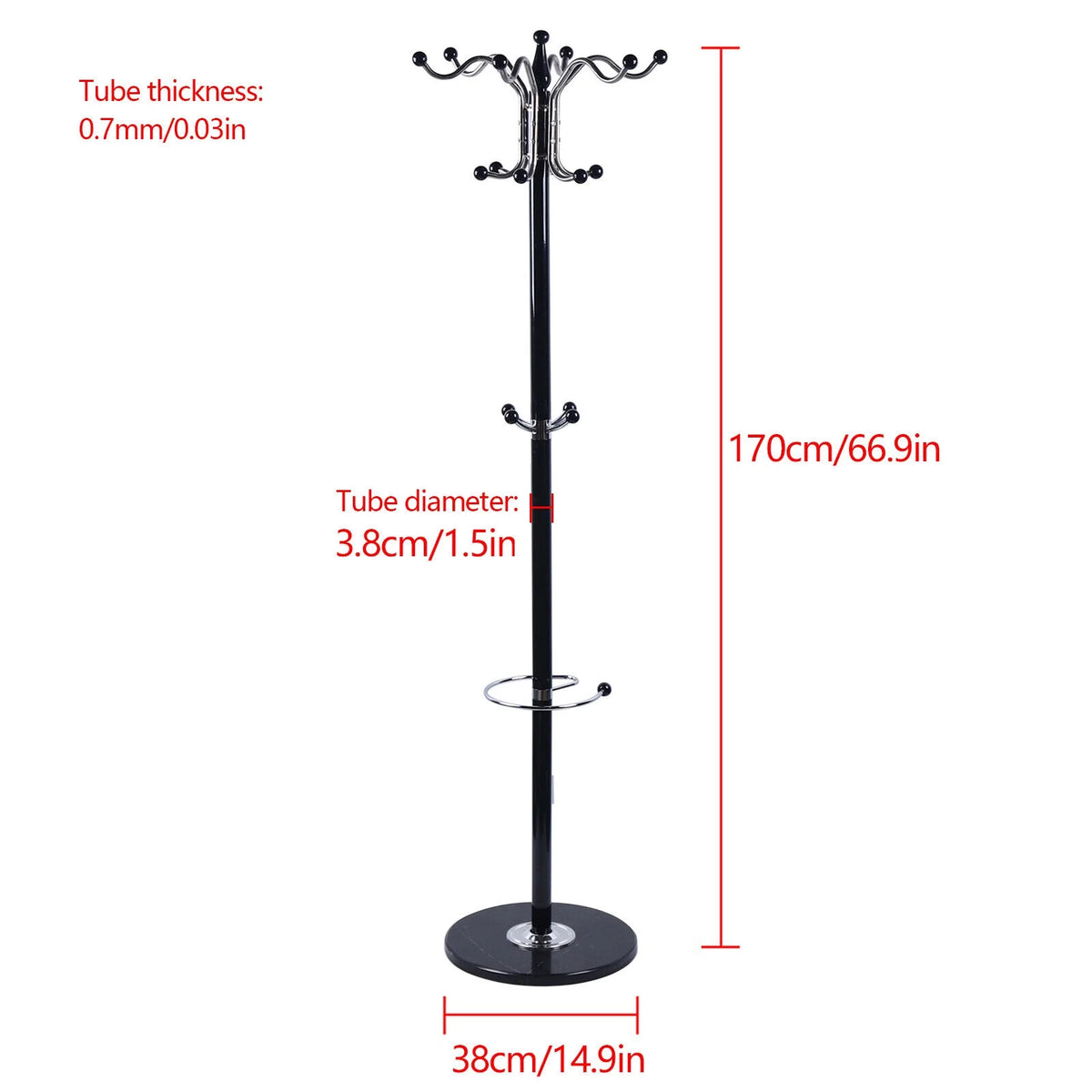 Marble Base Coat Rack with 16 Hooks Y44185