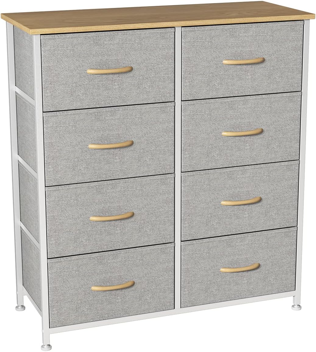 Charcoal Gray/Black 8 Drawer Fabric Dresser K57903