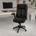 Black LeatherSoft Executive Swivel Ergonomic Office Chair with Flip-Up Arms L5090