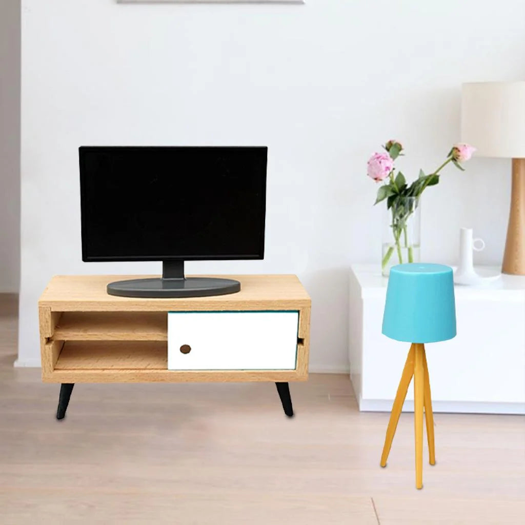 1:12 Scale Mini TV with Television Cabinet Dollhouse Furniture R446