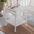 White Resin Wicker Side Table T261343