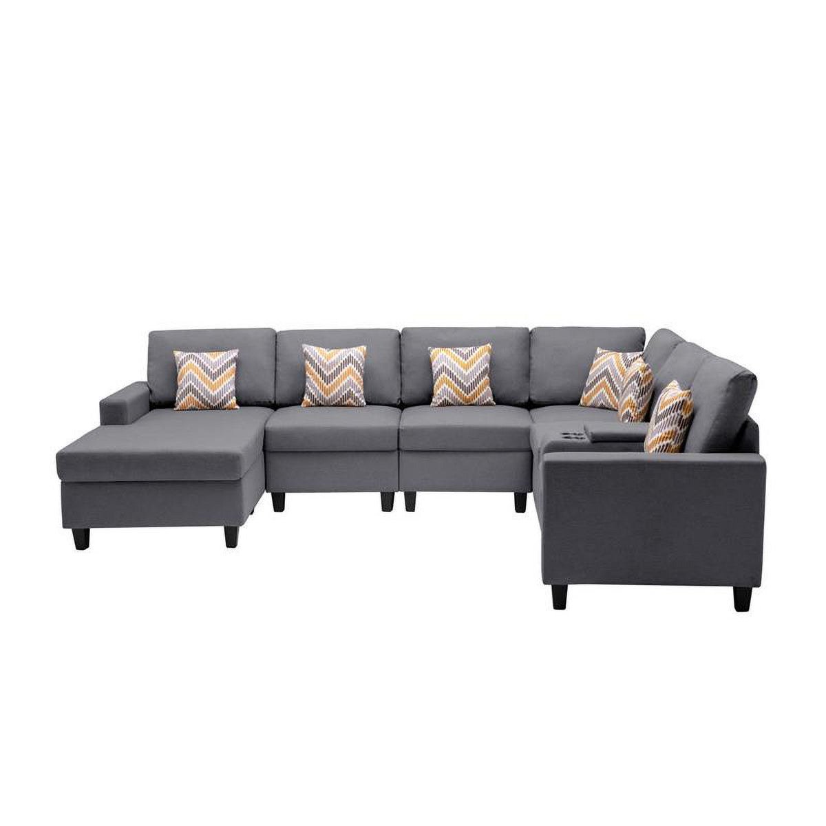 Gray Fabric Reversible Sectional with Charging Ports and Storage Console Z462