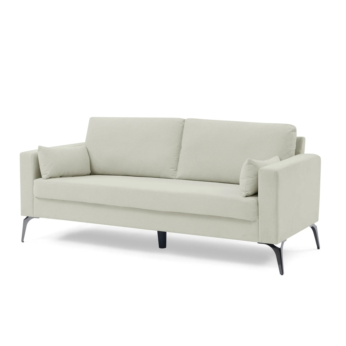 Beige Corduroy 3-Seater Sofa with Square Arms R850819