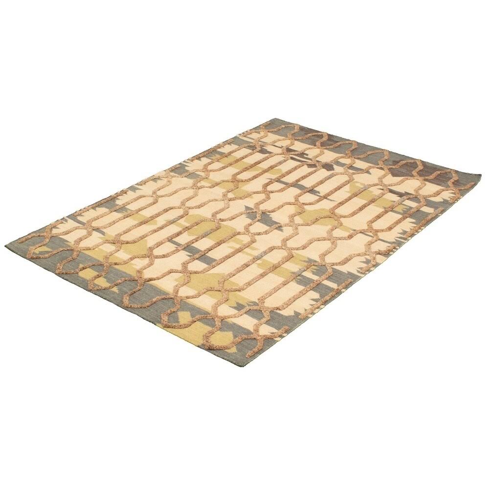 Ivory Wool Kilim Rug D6501