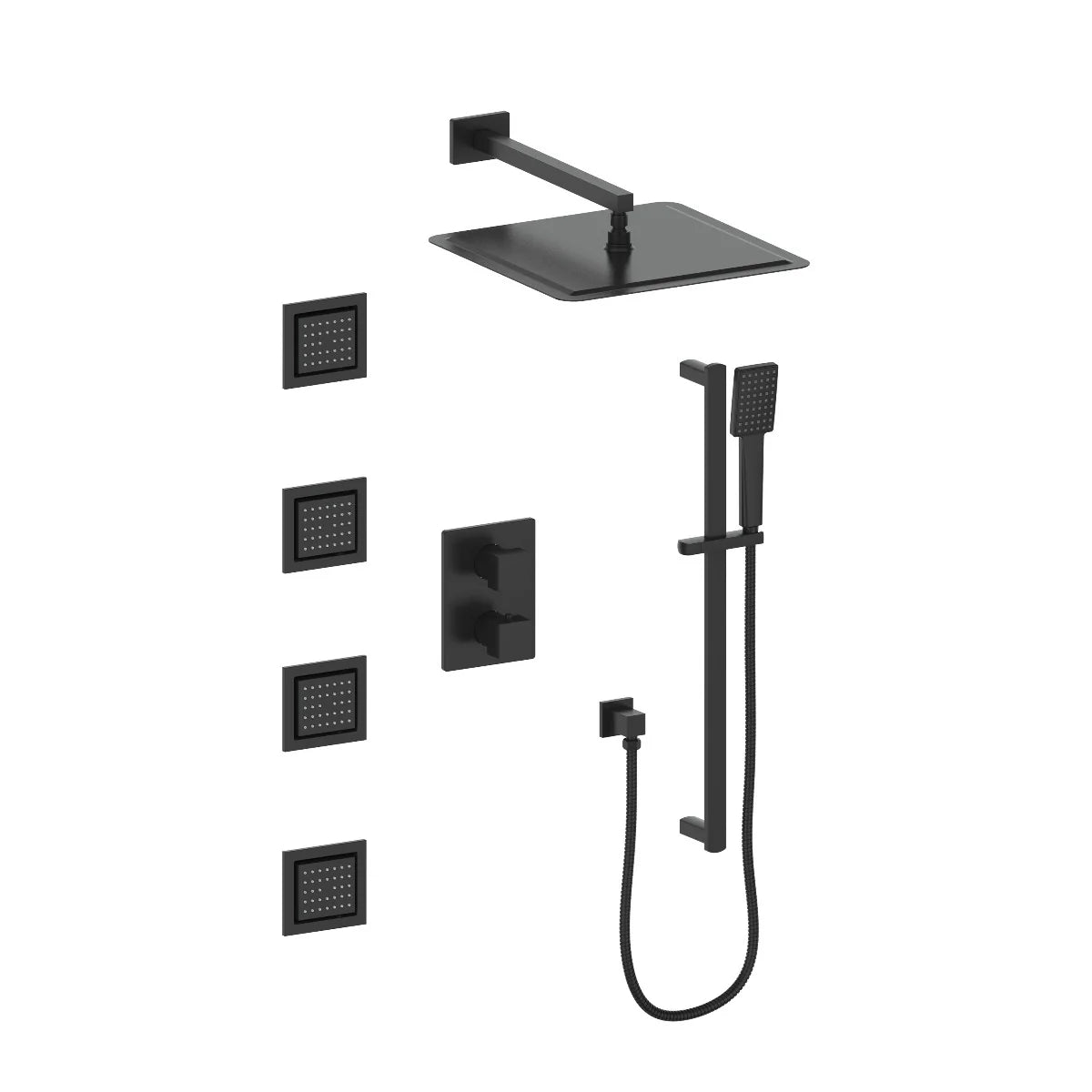 Matte Black Thermostatic Shower System S595