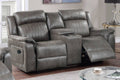Slate Blue Leatherette Motion Loveseat with Console Reclining I508454