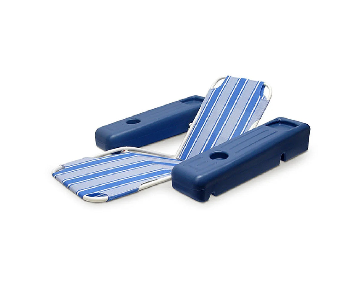 Blue White Striped 1-Person Swimming Pool Lounge H1252