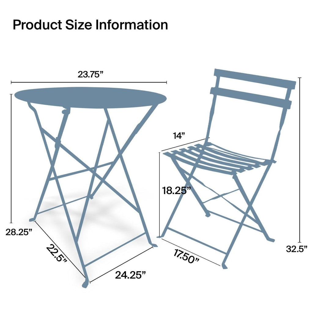 3 Piece Foldable Steel Bistro Set B398