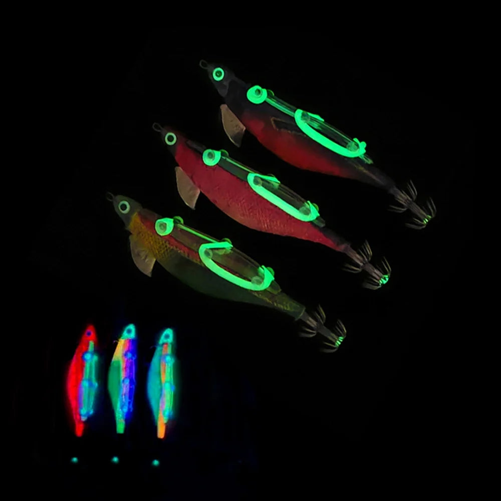 10pcs Fishing Luminous Shrimp Lure with Squid Hooks Q635863