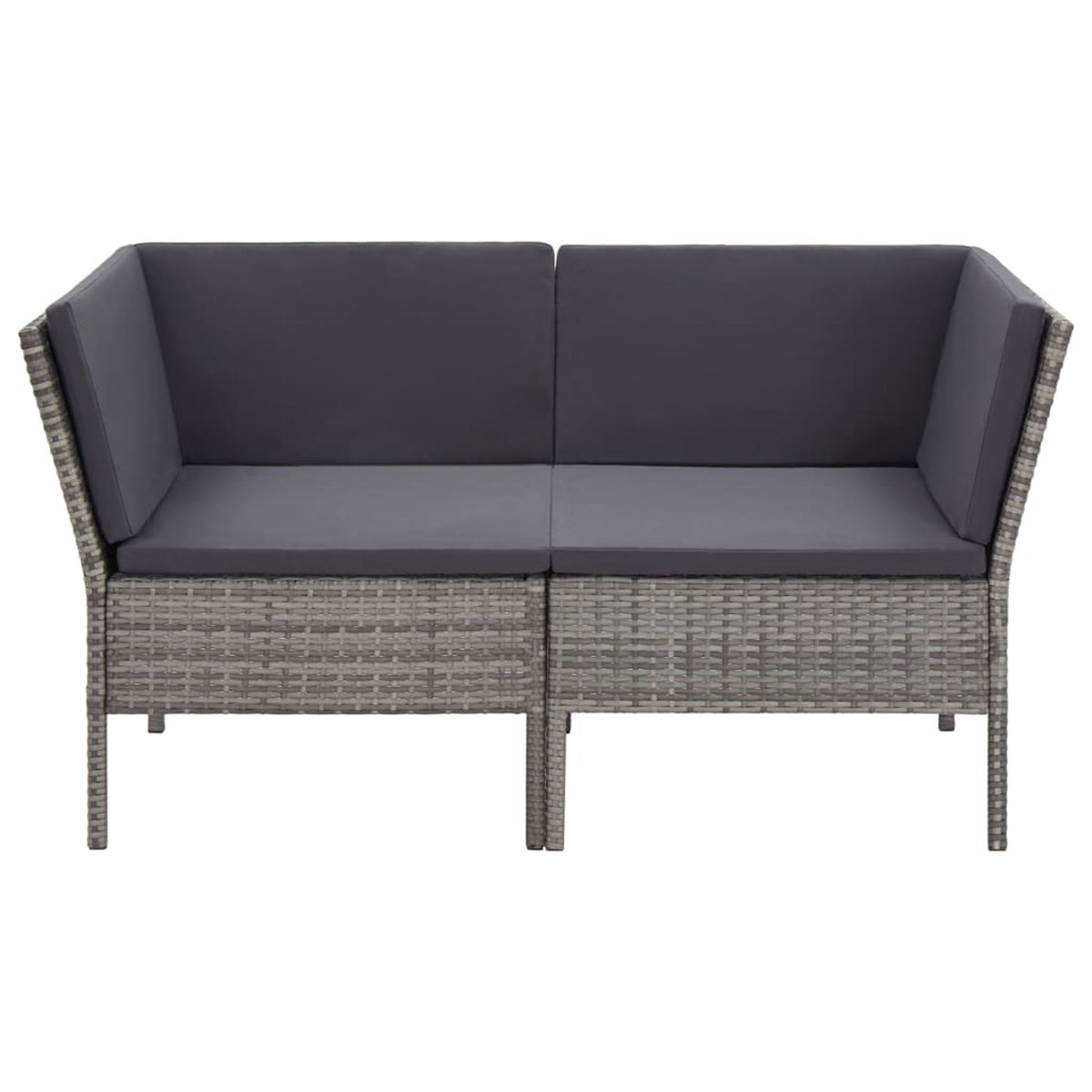 6 Piece Outdoor Conversation Set Gray Poly Rattan Patio Sectional Set M446
