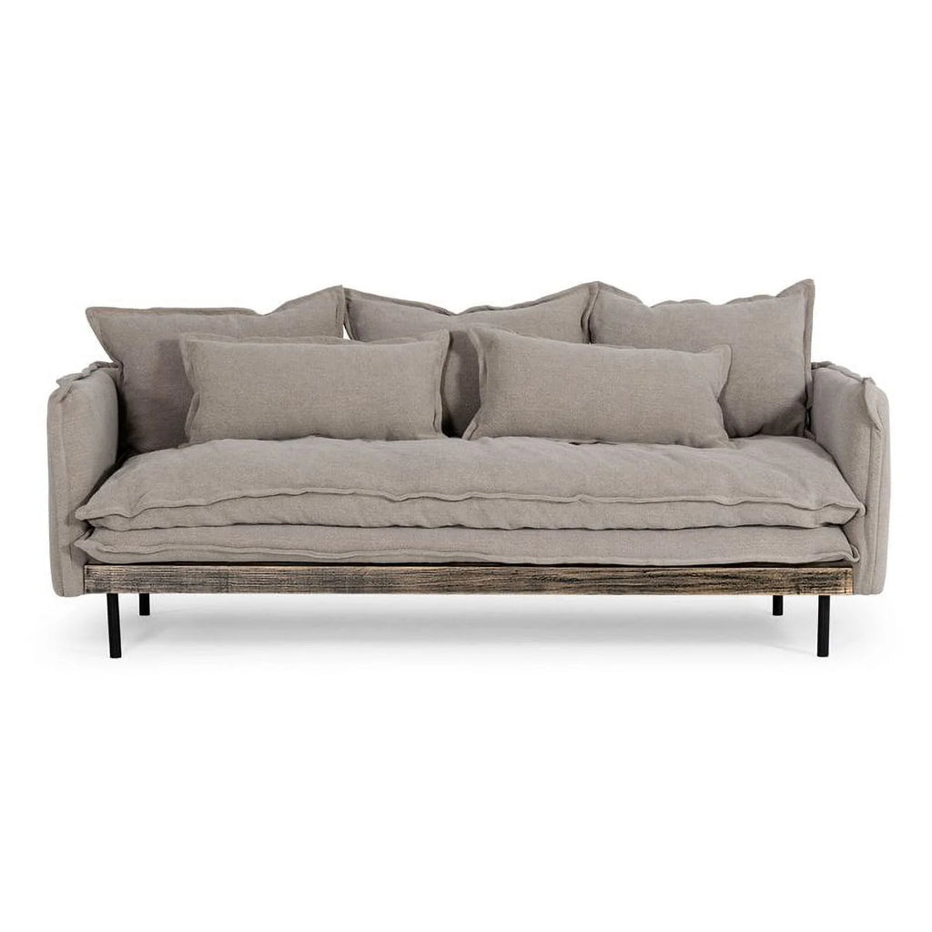 Gray Fabric & Wood Sofa Q180354