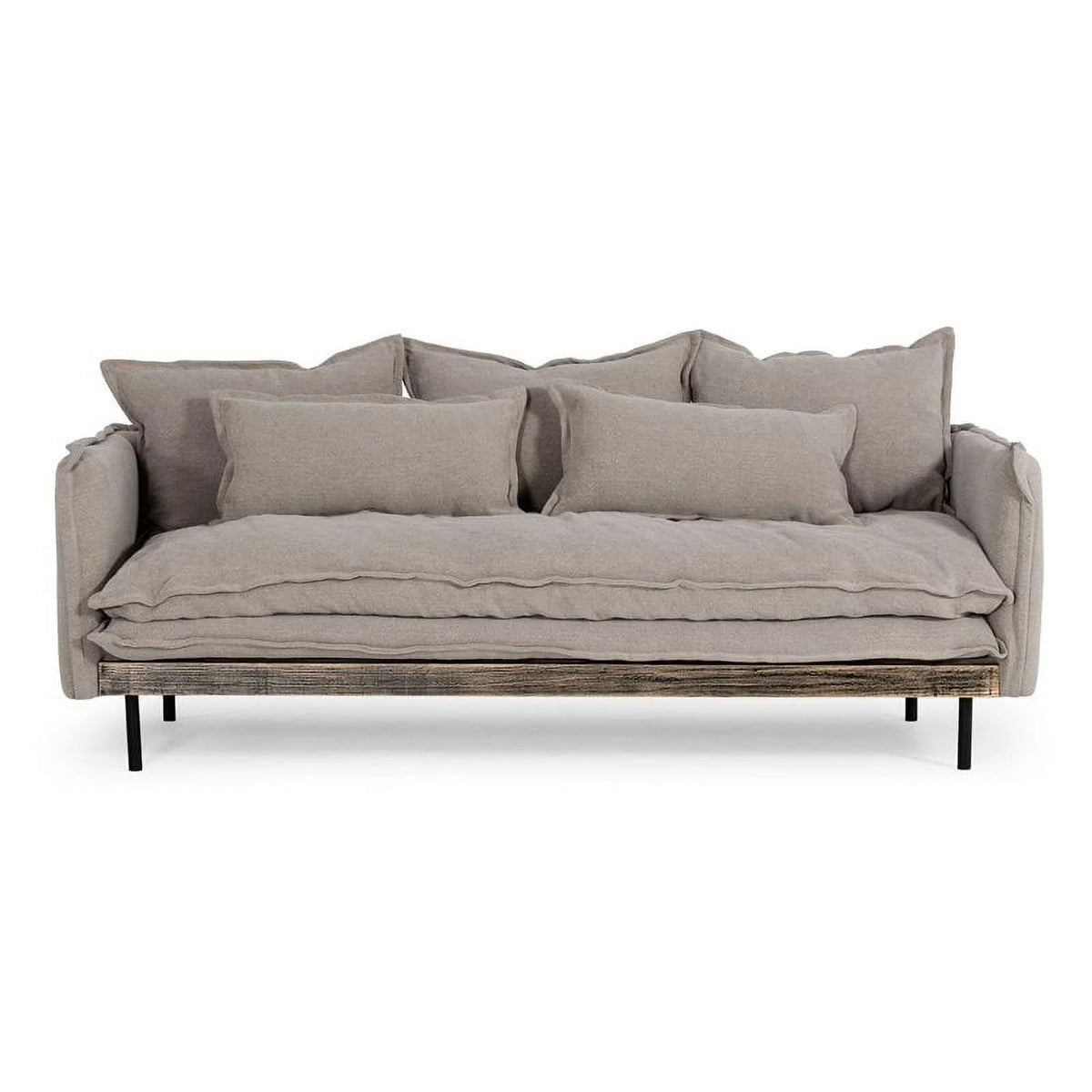 Gray Fabric & Wood Sofa Q180354
