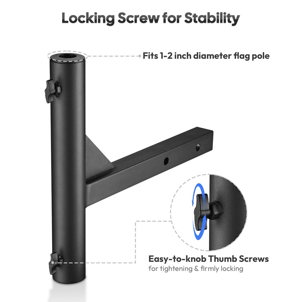 Flag Pole Holder Bracket 2" Hitch Mount with Anti-Wobble Screw I35909