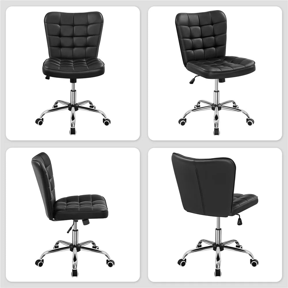 Black Tufted Faux Leather Desk Chair R93785