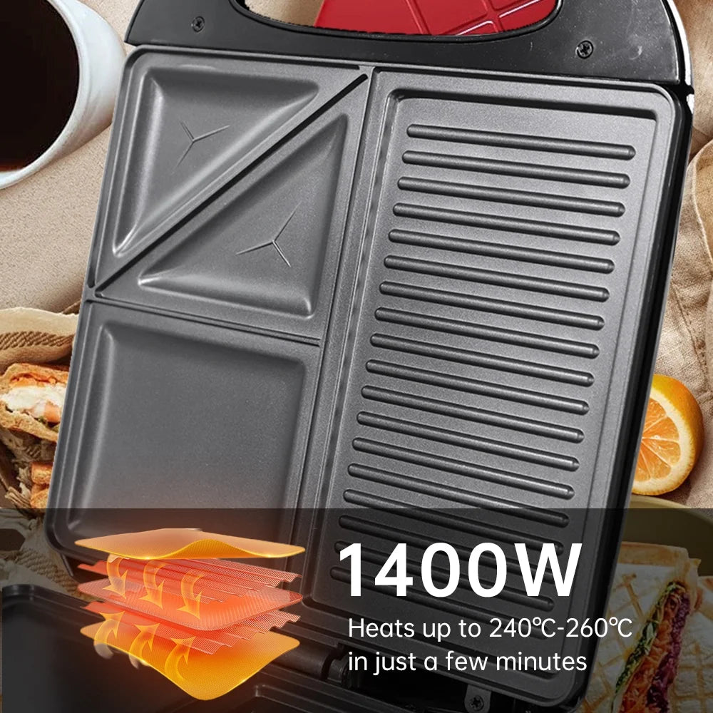 1400W Non-Stick Electric Grill Waffle Maker E4679