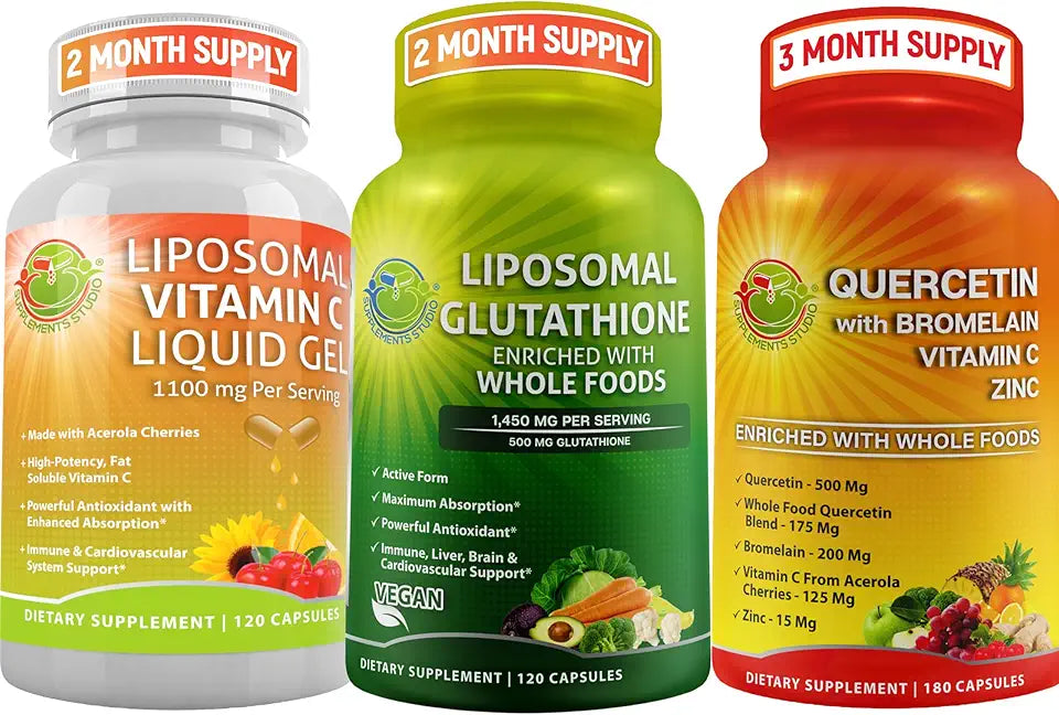 Liposomal Glutathione 500mg Vitamin C Quercetin Bromelain Zinc Supplement C422316
