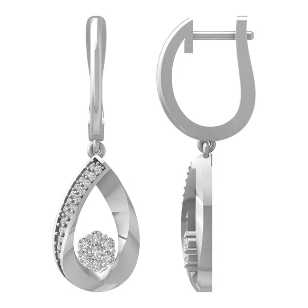 10K White Gold Lab Grown Diamond Drop and Dangle Earrings A878