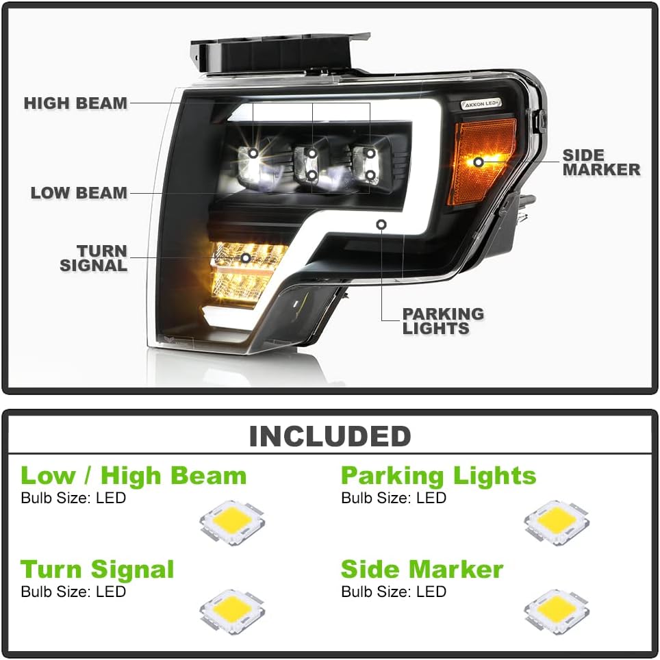 Pair of Full LED Projector Headlights for Ford F 150 Pickup U92403