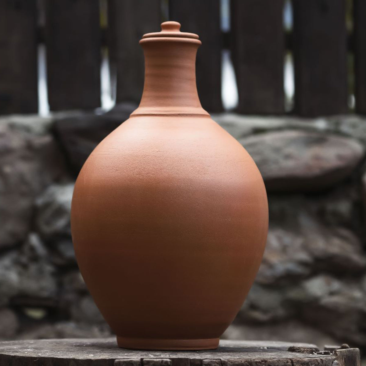 Unglazed Clay Pitcher with Lid K810
