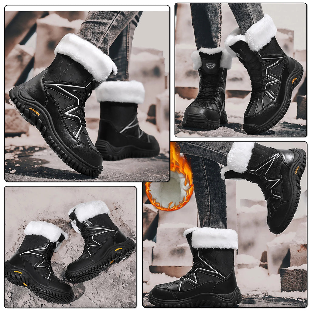 Fur Lining Mid-Calf Snow Boots J97505