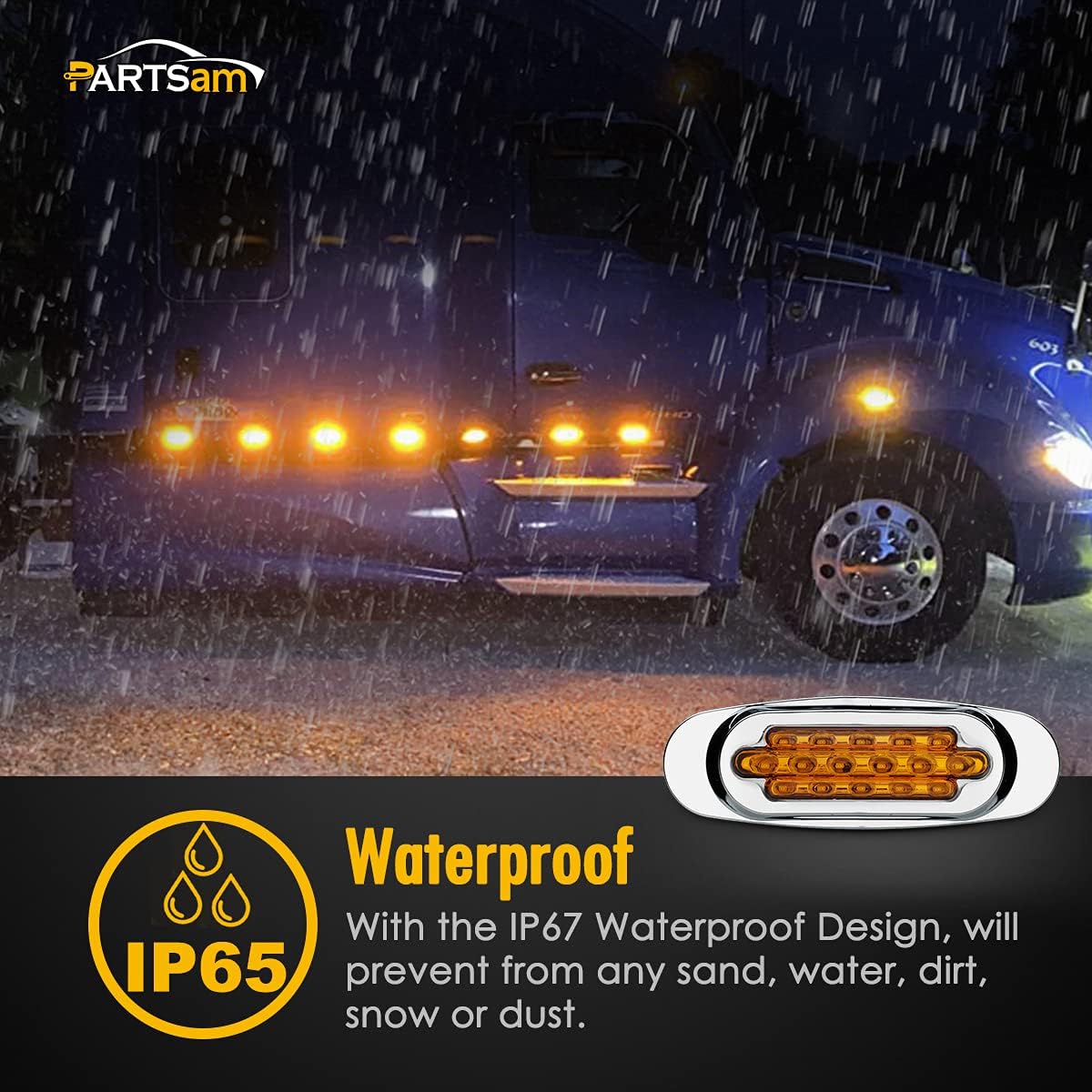 14Pcs 6.5" Inch Amber LED Side Marker Lights Surface Mount Turn Signals 12V Pack of 2 Z8729