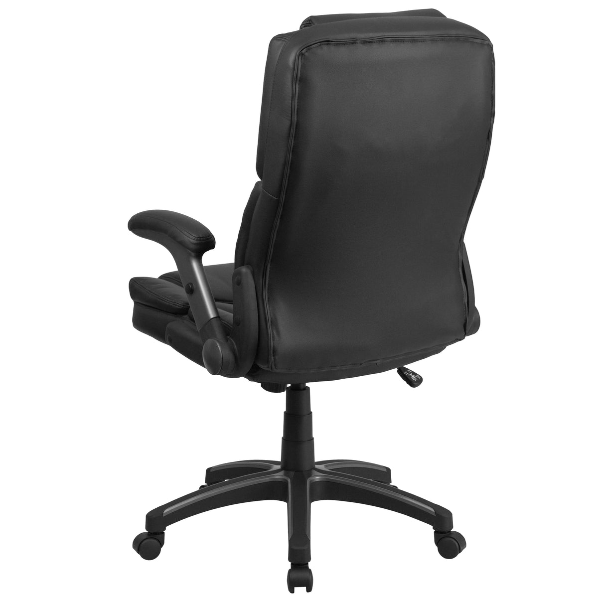 Black LeatherSoft Executive Swivel Ergonomic Office Chair with Flip-Up Arms L5090