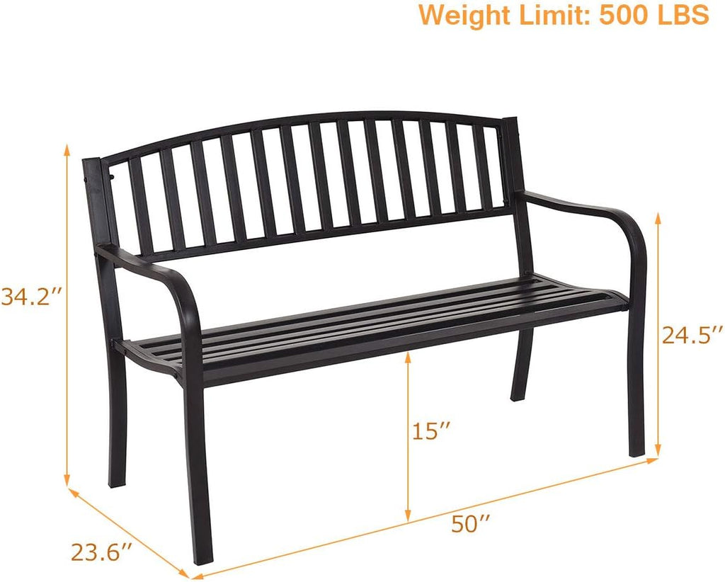 Black Cast Iron Patio Bench W175