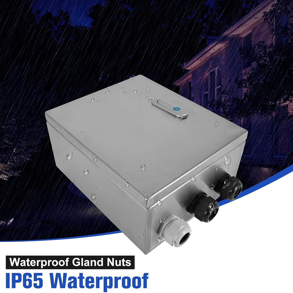 304 Stainless Steel IP65 Waterproof Junction Box with Lock (11.8x 9.8x 5.5) N3213