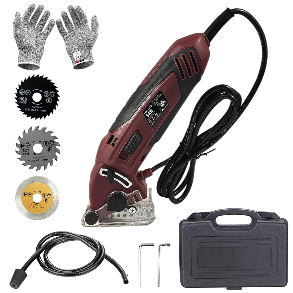400W Compact Circular Saw Set with 3 Carbide Tipped Blade, Tool Box, Gloves O175311