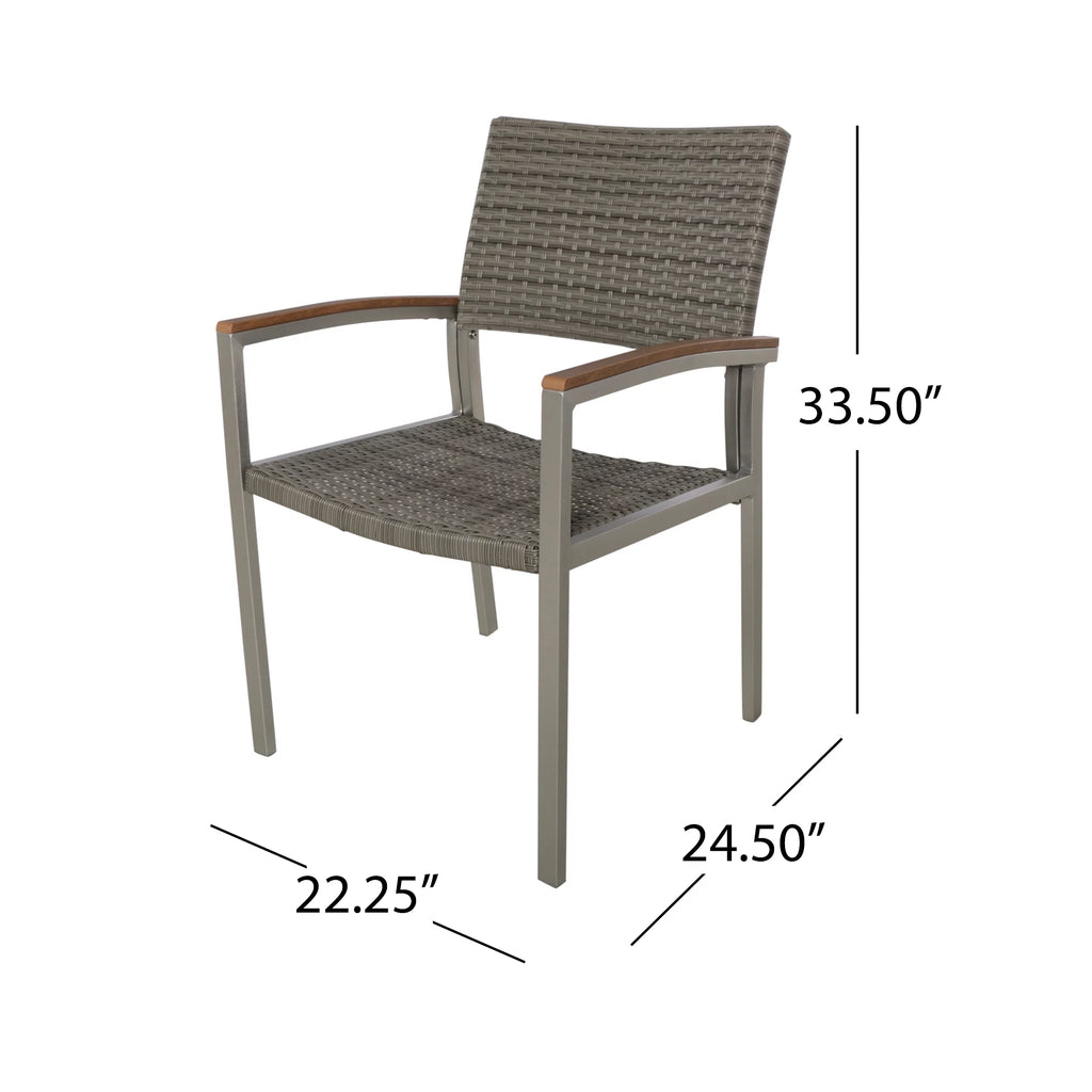 Set of 2 Silver Gray Wicker Dining Chairs Y85816