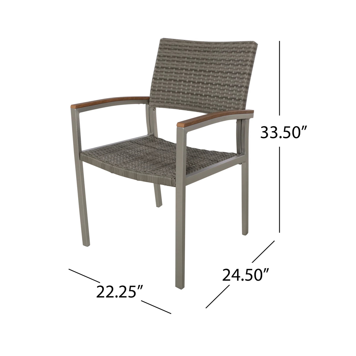 Set of 2 Silver Gray Wicker Dining Chairs Y85816