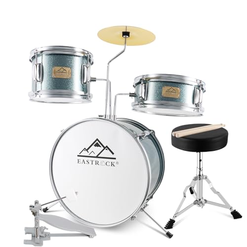 Kids 3 Piece Drum Set with Adjustable Throne, Cymbal, Pedal, Drumsticks U327729