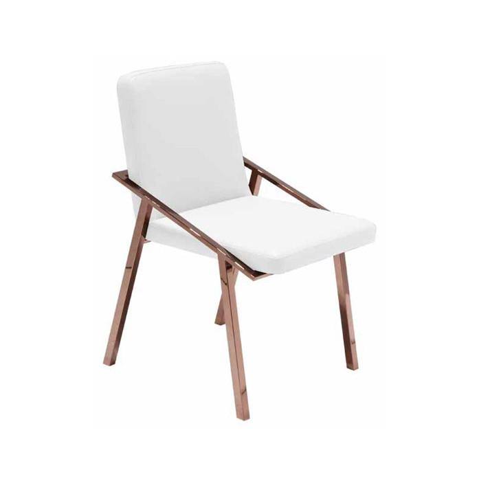White/Polished Stainless Dining Chair A356