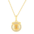 925 Sterling Silver Yellow Gold Face Pendant Necklace C287515