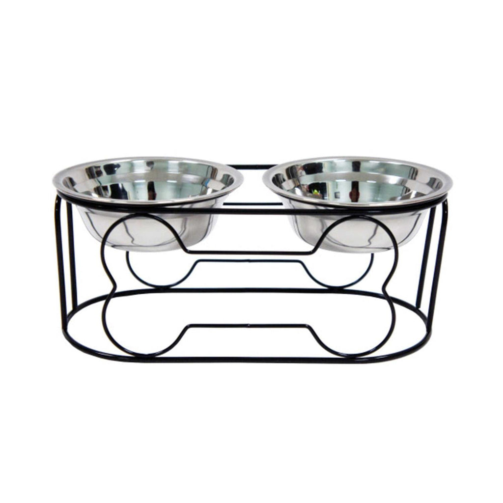 Wrought Iron Stand with Double Stainless Steel Feeder Bowls Z85063